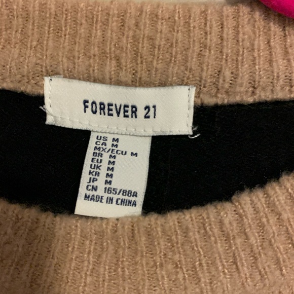 3/$20 Tan Striped Crewneck Sweater - Picture 3 of 3
